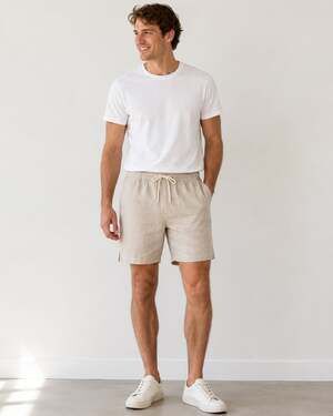 Eubi Men's Flex Linen Shorts in Sand